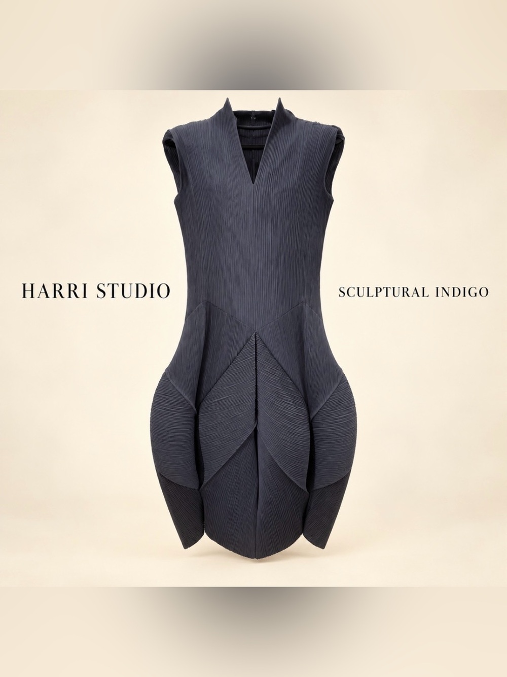 Miyake Inspired Sculptural Pleated Dress | Deep Indigo | Palm Beach